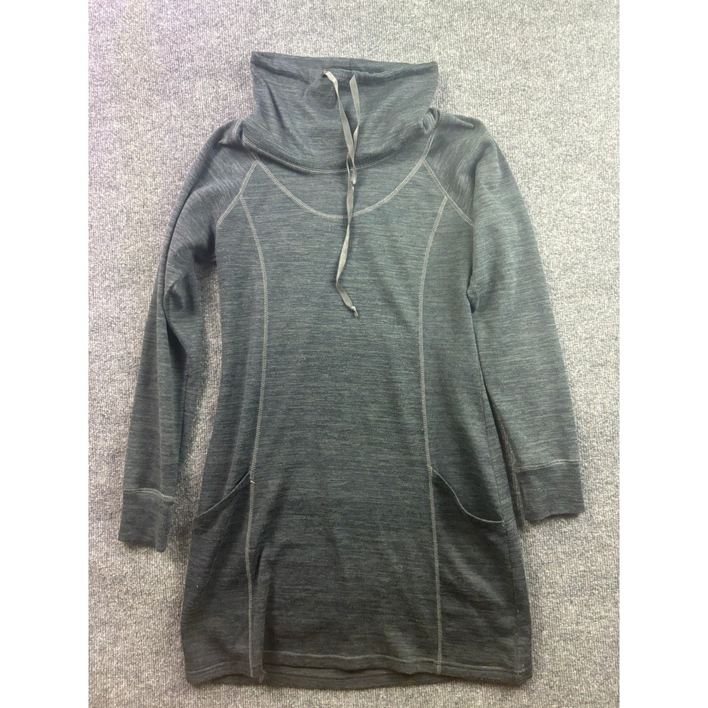 Kuhl Cowl Neck Sweater Dress‎ Womens Medium Gray Heathered Long Sleeve Pocketed